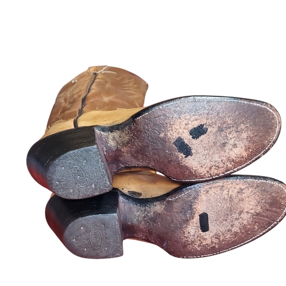 Sanders Vintage Two Tone Brown Leather Handcrafted Western Boots Women's - Picture 12 of 16